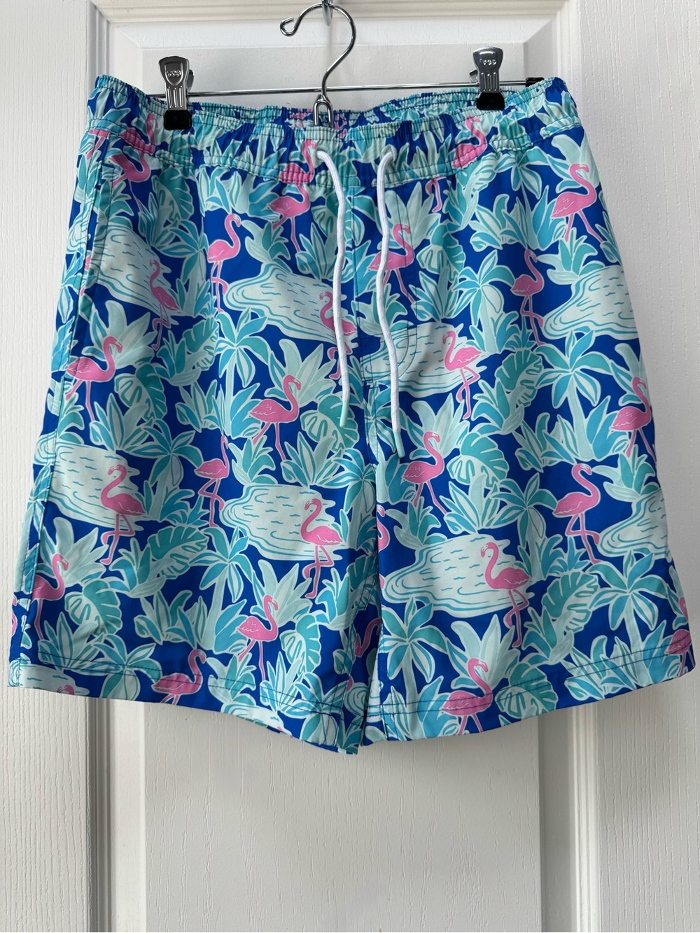 Men's Blue Tropical Flamingo Swim Trunks